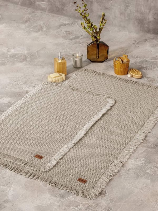 Bademattesett (2 stk) Badeteppe - Beige
