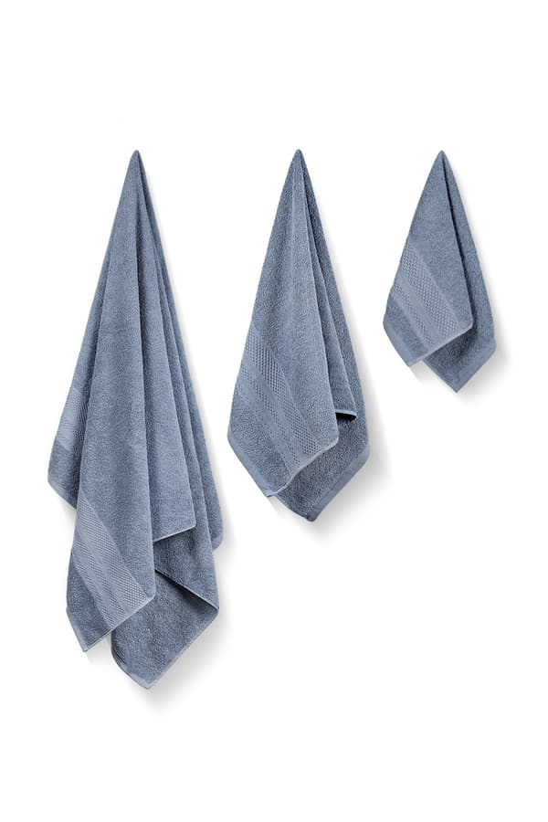 Handduksset (3 delar) Piramit - Indigo Blue