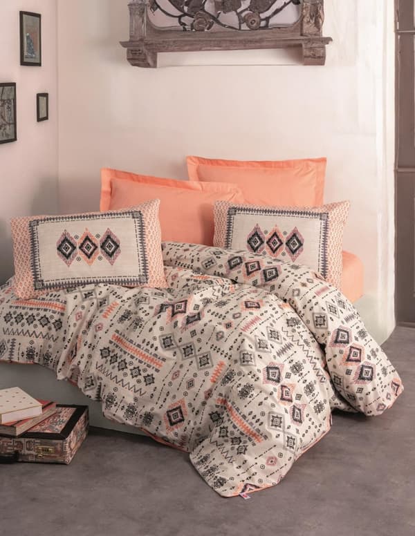 Ranforce Single Quilt Cover Set Kateri - Salmon