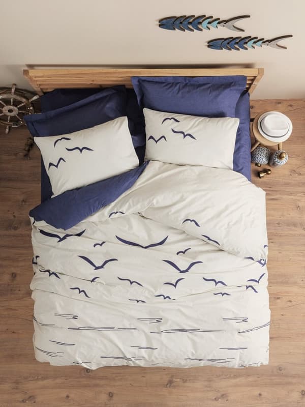 Ranforce Single Quilt Cover Set Larum - Mørkeblå
