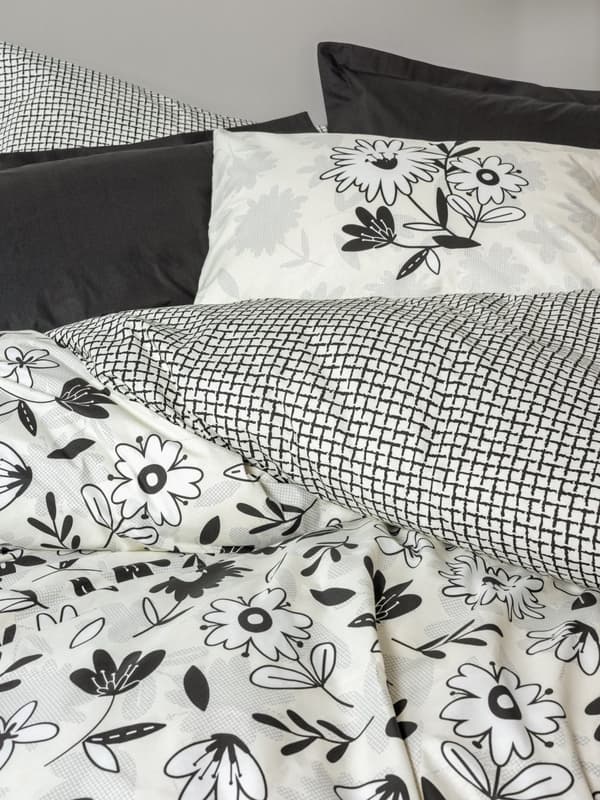 Ranforce Single Quilt Cover Set Meresa - Svart