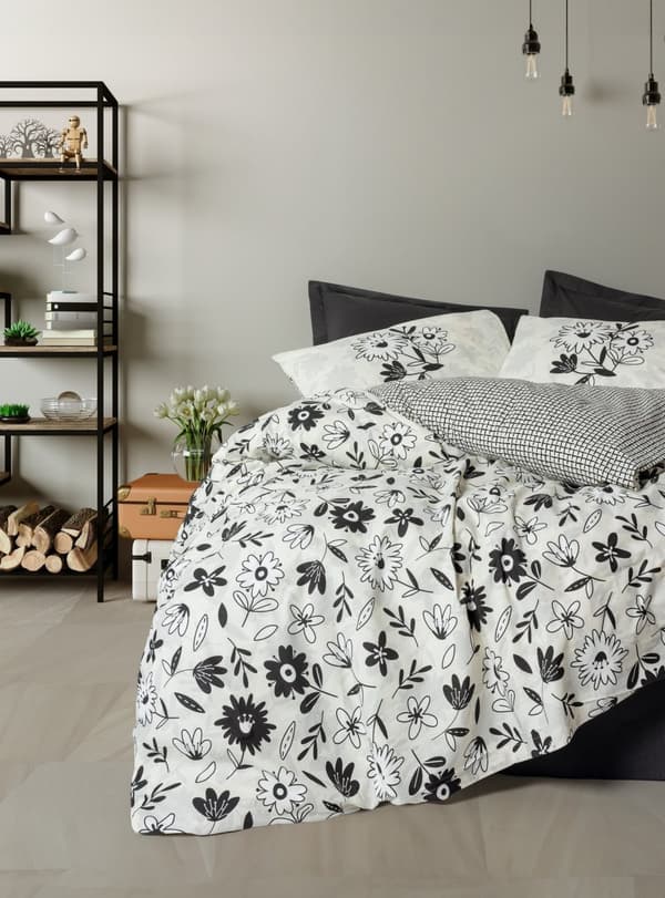 Ranforce Single Quilt Cover Set Meresa - Svart