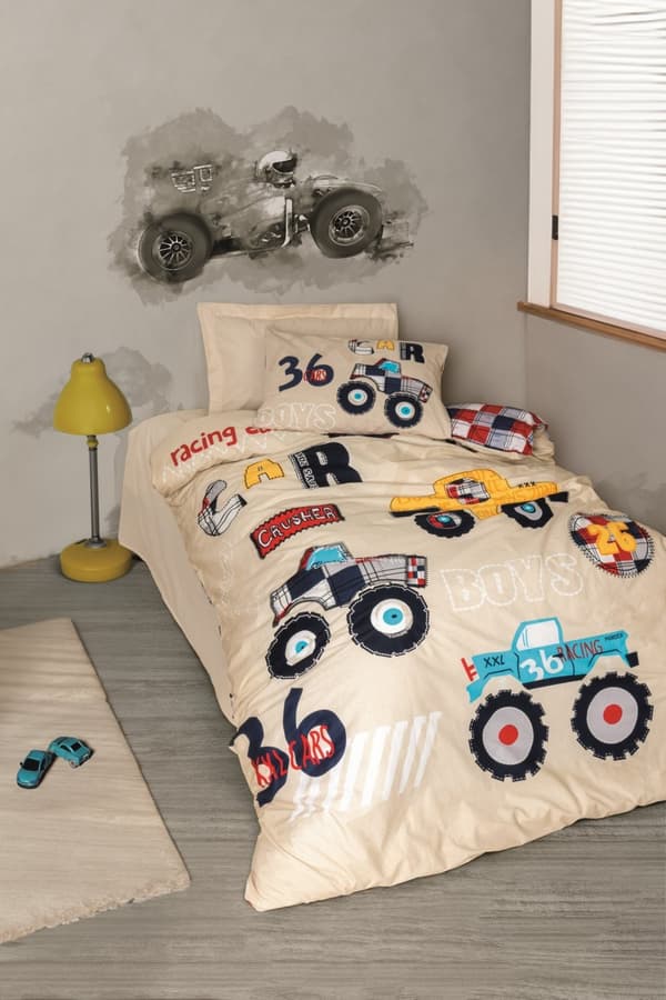Ranforce Young Quilt Cover Set Cars - Beige v2