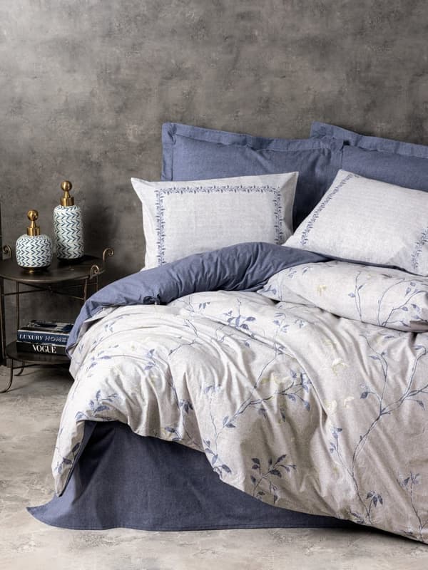 Ranforce Single Quilt Cover Set Nitsa - Mørkeblå