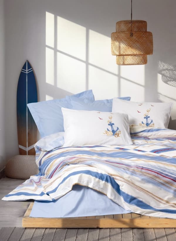 Ranforce Single Quilt Cover Set Moreno - Blå