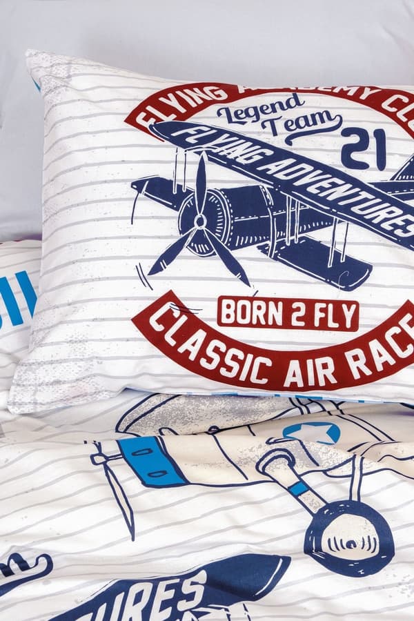 Ranforce Young Quilt Cover Set Flying - Grå