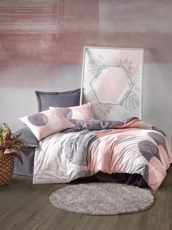 Ranforce Single Quilt Cover Set Leron - Grå