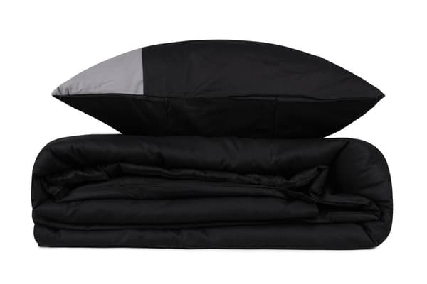 Ranforce Single Quilt Cover Set Vanligt - Svart, Grå