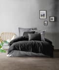 Miniatyrbild 1 av 5: Ranforce Single Quilt Cover Set Vanligt - Svart, Grå