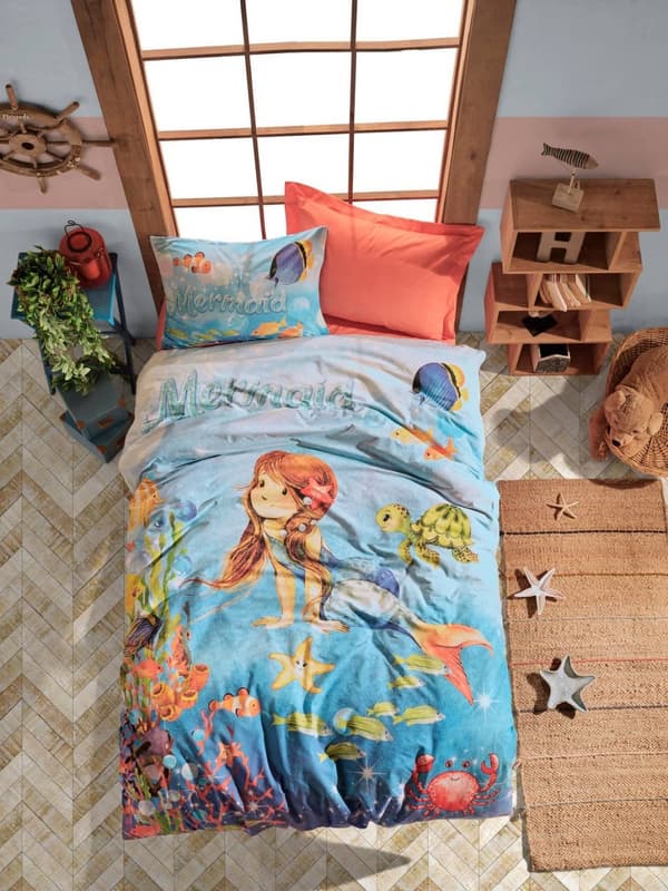 Ranforce Young Quilt Cover Set Mermaid - Coral