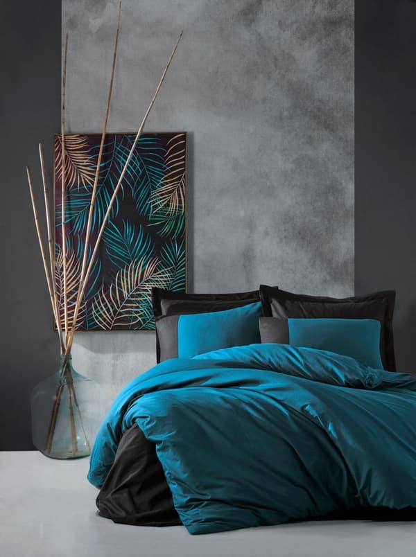 Ranforce Single Quilt Cover Set Vanlig - Bensinblå