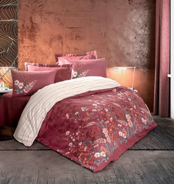 Ranforce Single tilkkupäällinen setti Vina - Claret Red