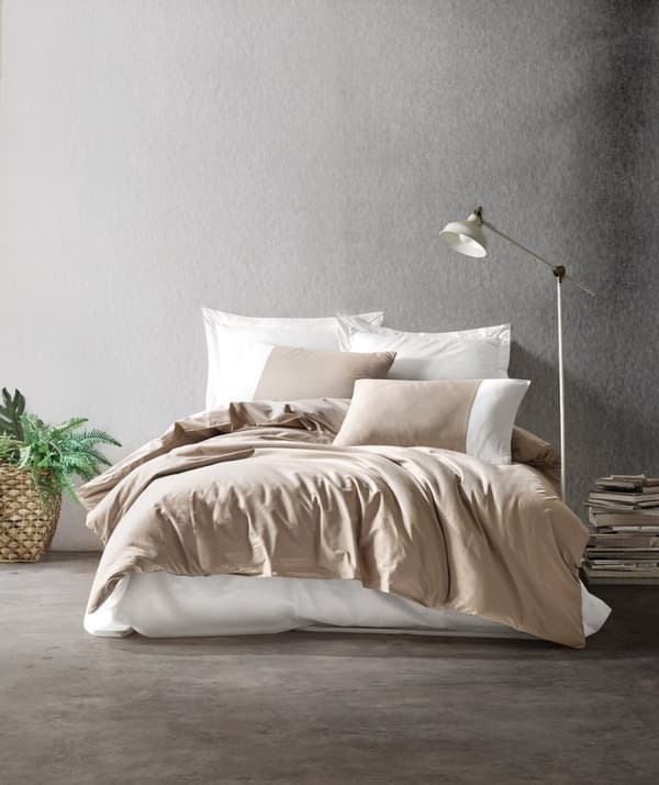Ranforce Single Quilt Cover Set Plain - Mink, Cream