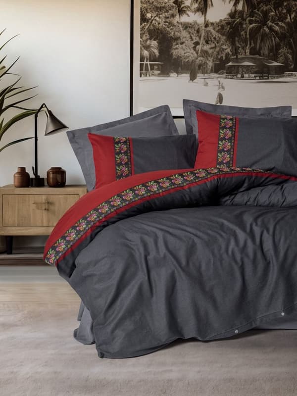 Ranforce Single Quilt Cover Set Lienzo - antracit