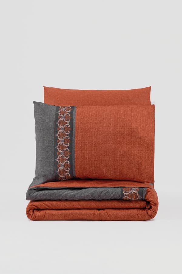 Ranforce Single Quilt Cover Set Tamaya - Kakel Röd