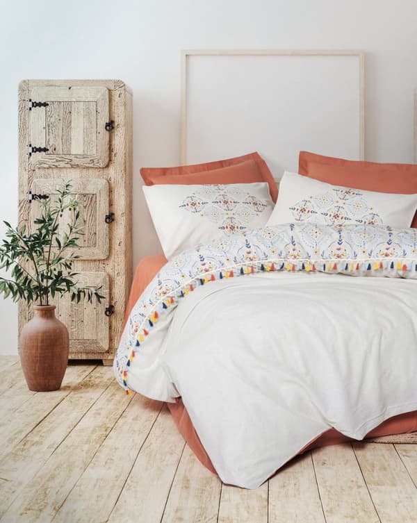 Ranforce Single Quilt Cover Set Milis - Kakel Röd