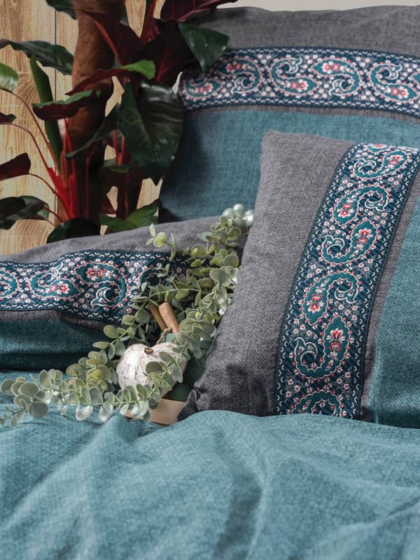Ranforce Single Quilt Cover Set Erna - Petrol Blue