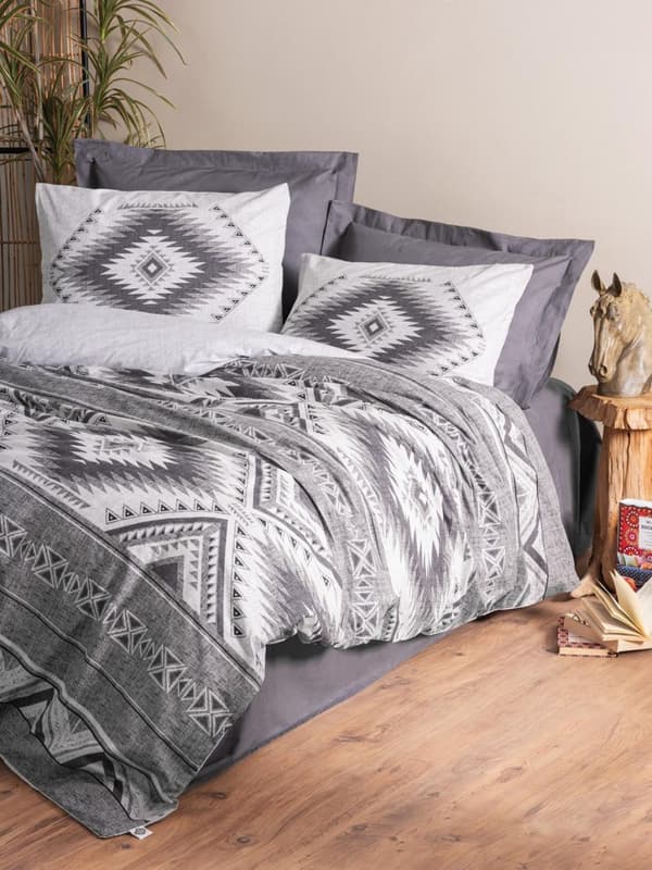 Ranforce Double Quilt Cover Set Delos - Antrasitt