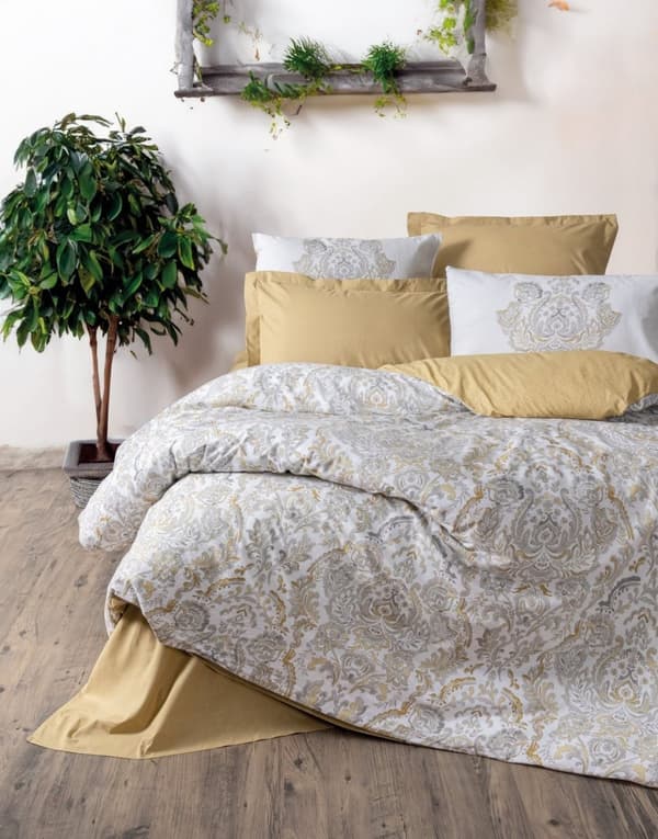 Ranforce Double Quilt Cover Set Najva - Senap