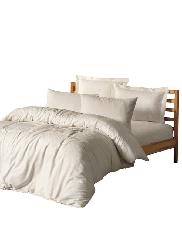 Ranforce Double Quilt Cover Set Plaid - Cream