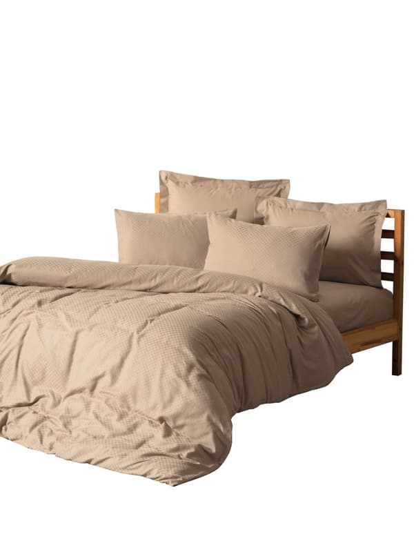 Ranforce Double Quilt Cover Set Plaid - Mink