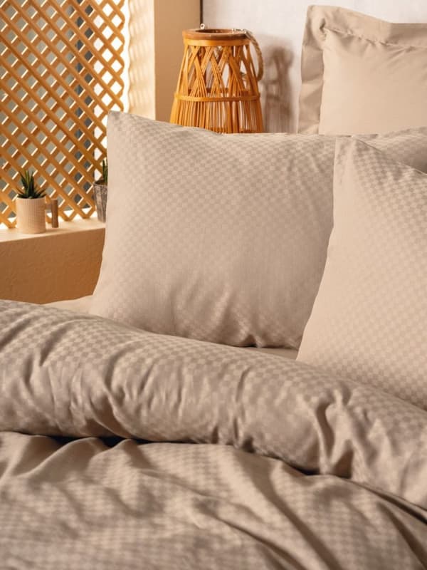 Ranforce Double Quilt Cover Set Plaid - Mink