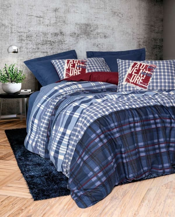 Ranforce Double Quilt Cover Set Roger - Mörkblå
