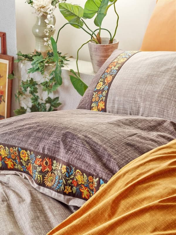 Ranforce Double Quilt Cover Set Folk Art - Mink