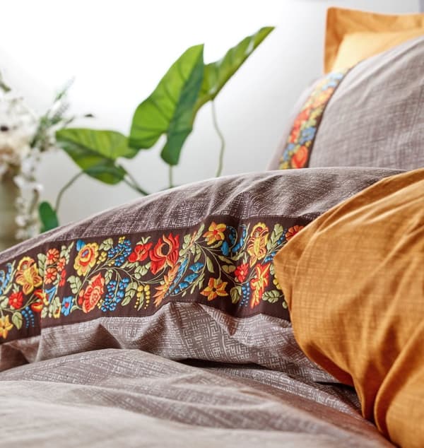 Ranforce Double Quilt Cover Set Folk Art - Mink