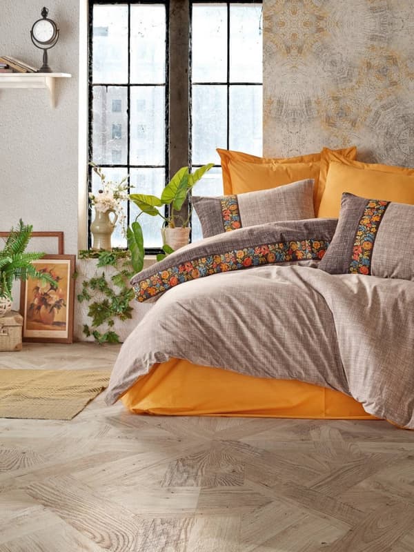 Ranforce Double Quilt Cover Set Folk Art - Mink