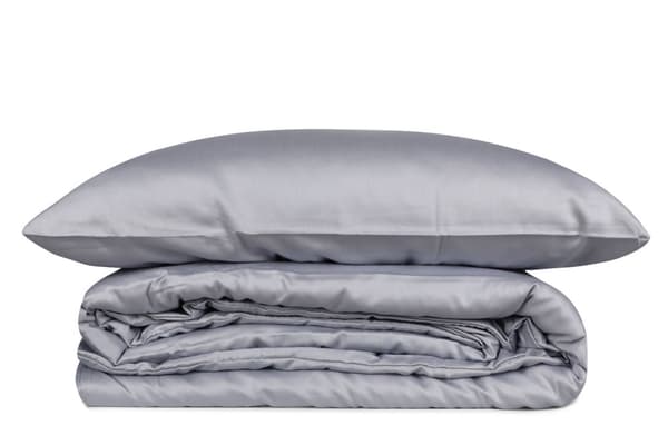 Satin Dubbla Quilt Cover Set Elegant - Grå