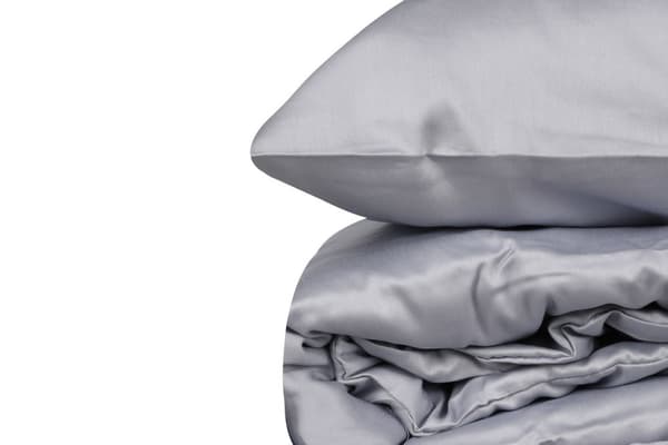 Satin Dubbla Quilt Cover Set Elegant - Grå