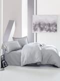 Miniatyrbild 1 av 5: Satin Dubbla Quilt Cover Set Elegant - Grå
