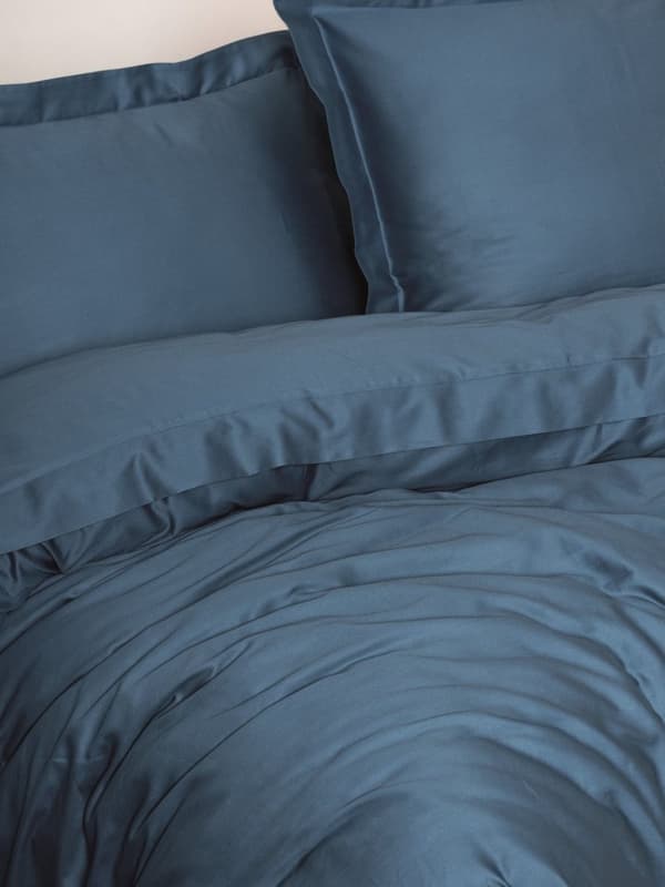 Satin Dubbla Quilt Cover Set Elegant - Blå