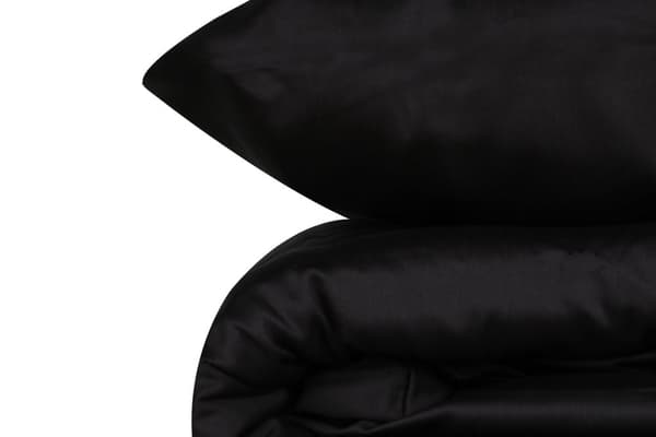 Satin Dobbel Dynetrekk Set Elegant - Svart
