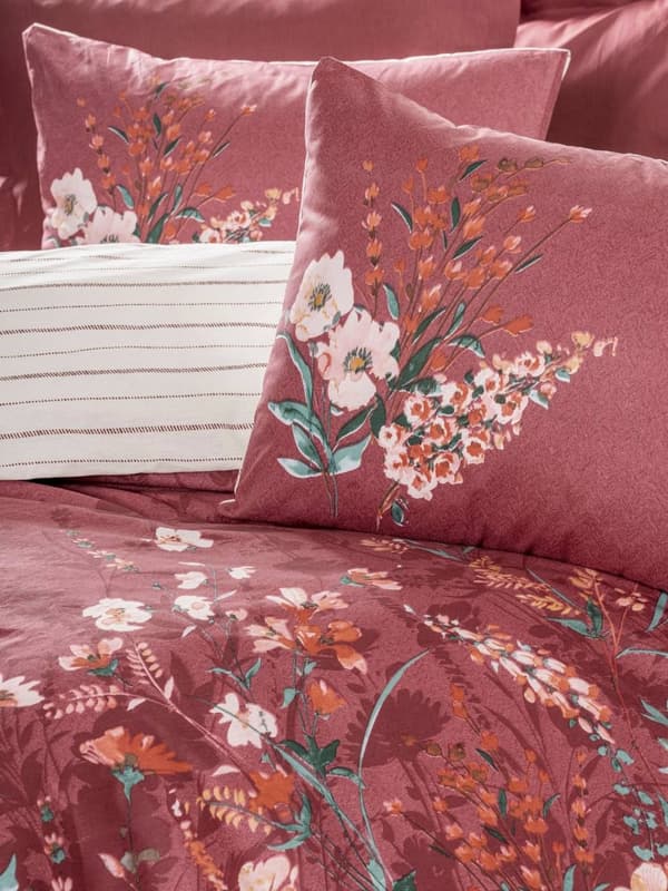 Ranforce Double Quilt Cover Set Vina - Claret Red