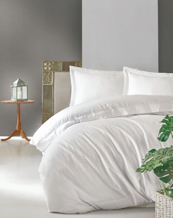 Satin Dubbla Quilt Cover Set Elegant - Vit