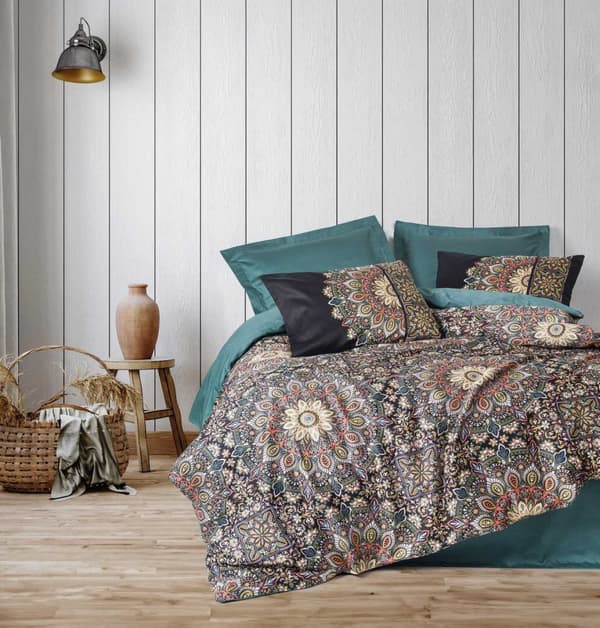 Satin Dubbla Quilt Cover Set Utsmyckad - Bensin