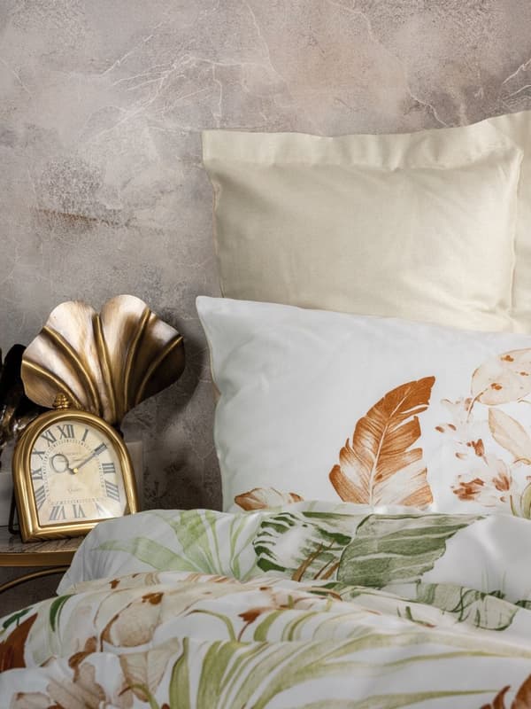 Satin Dobbelt Dynebetræk Sæt Luster - Beige