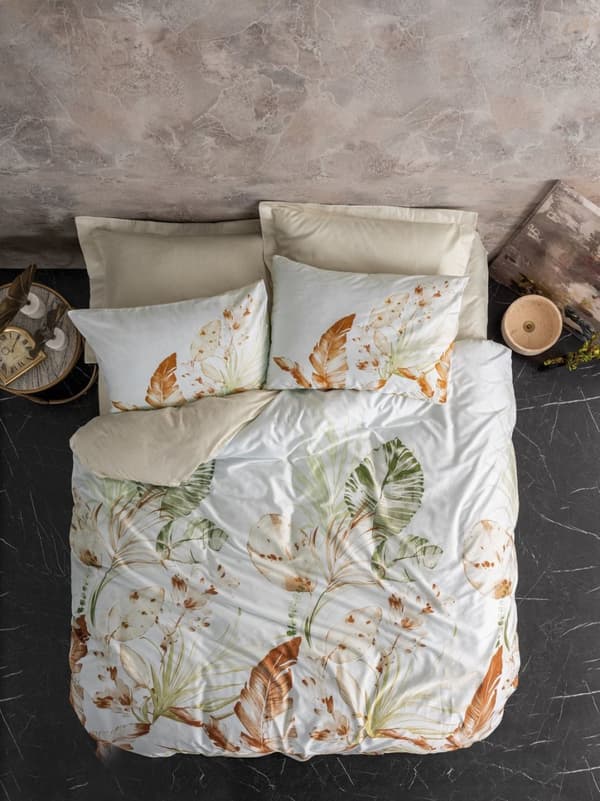 Satin Dobbelt Dynebetræk Sæt Luster - Beige