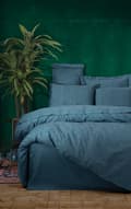 Miniatyrbild 1 av 2: Satin Dubbla Quilt Cover Set Sante - Bensinblå