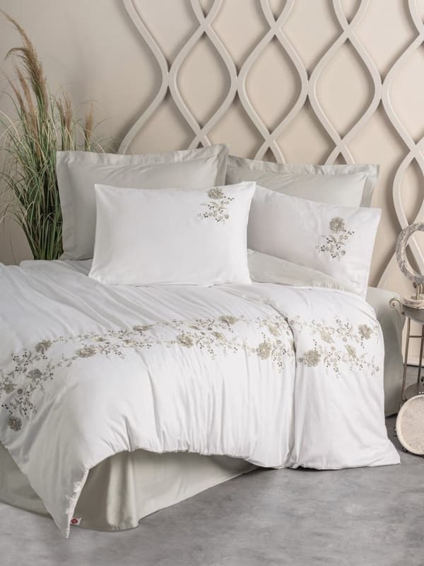 Satin Dubbla Quilt Cover Set Urian - Beige