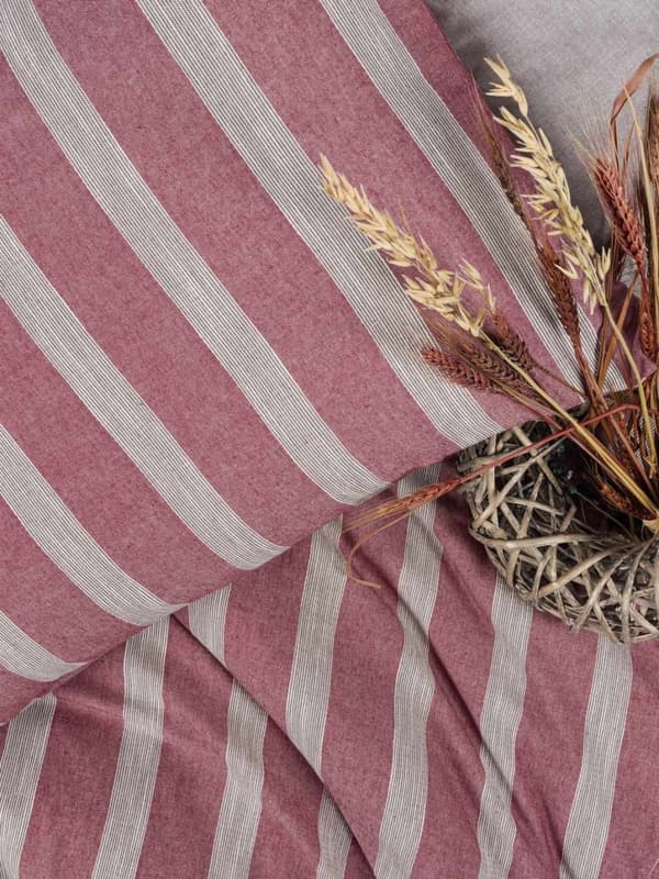 Dobbelt Quilt Cover Set Bande - Claret Rød