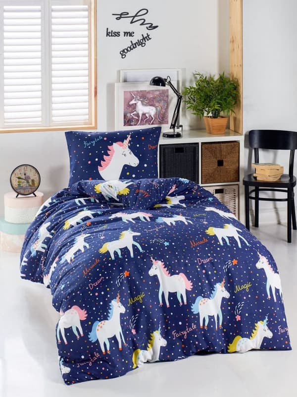 Enkelt dynebetræk Sæt Magic Unicorn