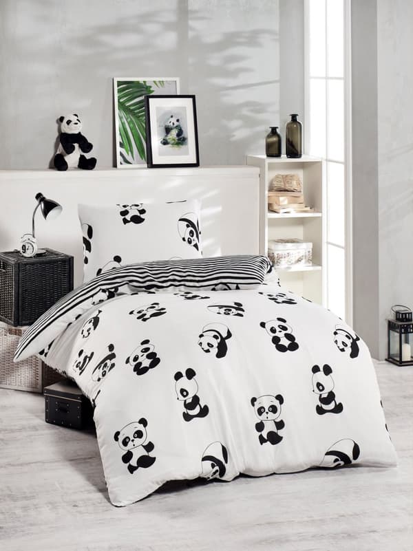 Enkelt påslakanset Panda - Svart