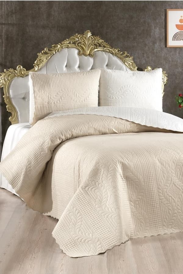 Dubbel överkastset Sanem - Kräm, Beige