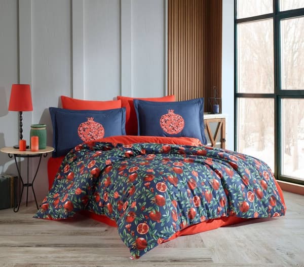 Poplin Double Quilt Cover Set Plenty - Röd