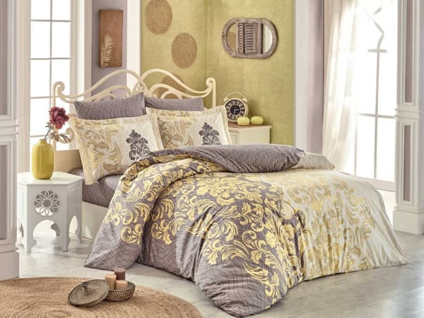 Poplin Double Quilt Cover Set Mirella - Cappuccino