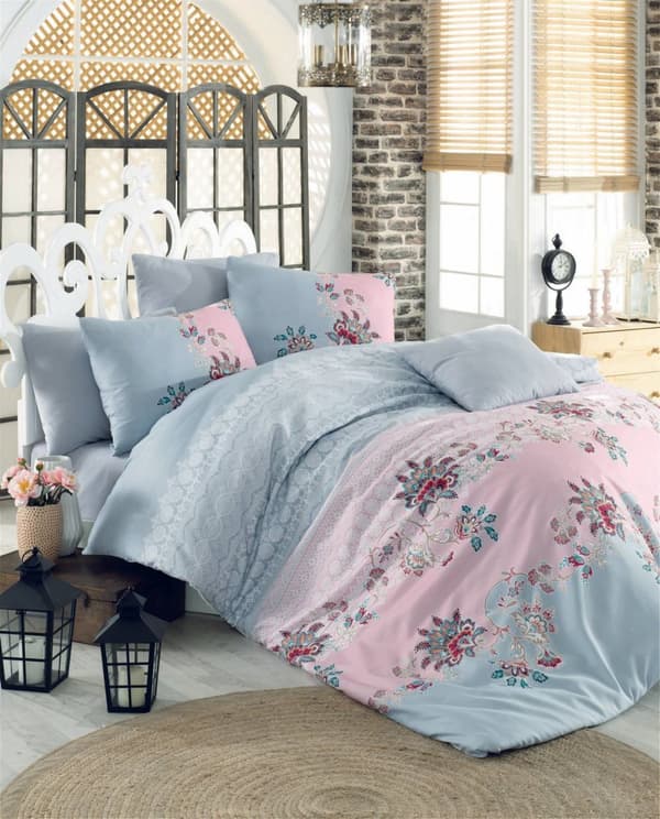 Ranforce Double Quilt Cover Set Azra - Grå