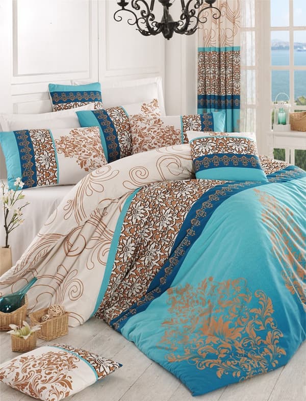 Ranforce Double Quilt Cover Set Katre - Turkos